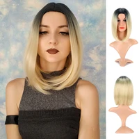 short bob wig without bangs women%e2%80%99s straight synthetic heat resistant fiber colorful ombre costume wigs cosplay wig 14 inch
