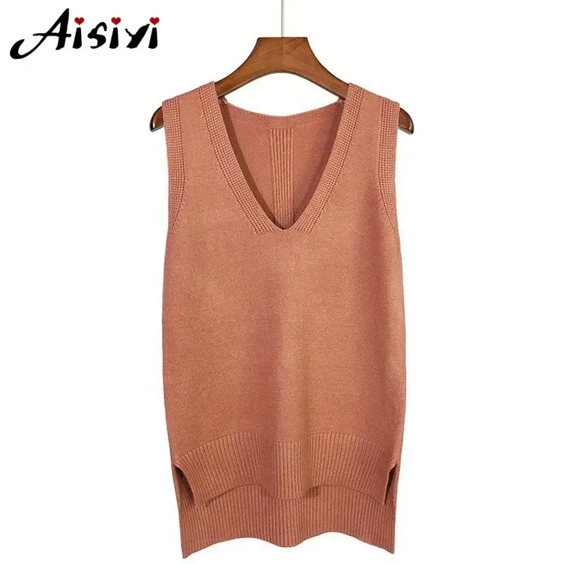 Осенний женский свитер жилет 2022 корейский элегантный студенческий пуловер с