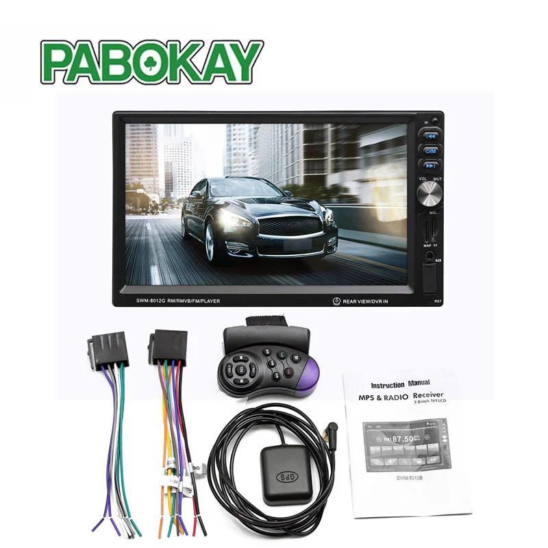 For 7inch car navigation MP5 player with Bluetooth mirror link Steering wheel control rear view GPS FM 8012G