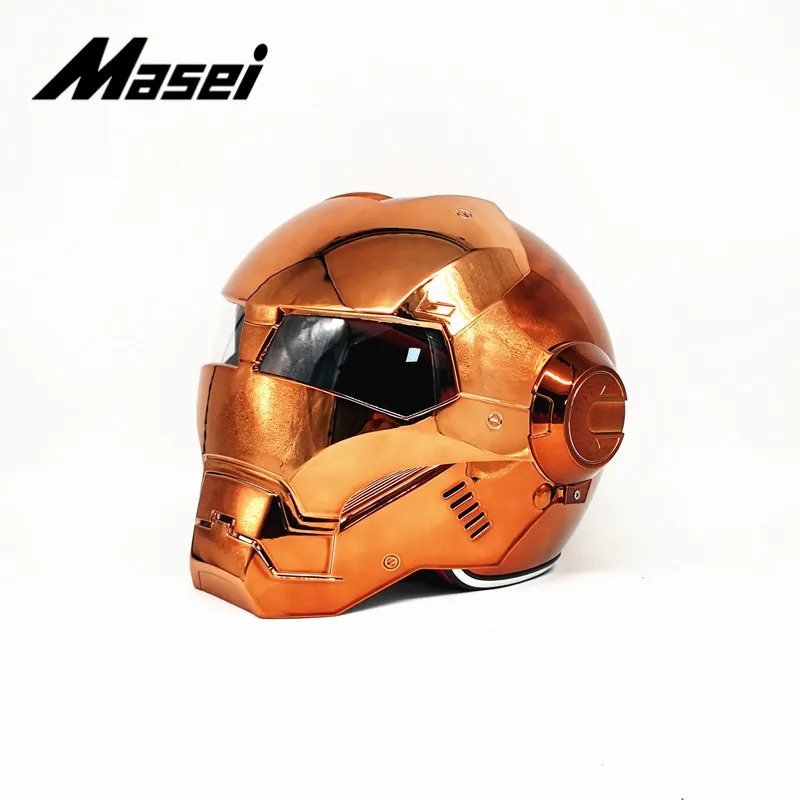 plating Bronze Masei шлем Железного человека moto rcycle шлем половина шлем с открытым лицом шлем-каска moto cross дополнительная наклейка для автомобиля casco moto Бронзовый - Цвет: plating Bronze