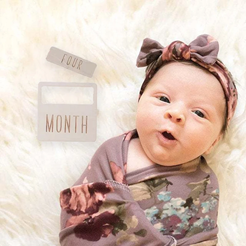 

1 Set Newborn Milestone Blocks Wooden Commemorative Baby Birth Monthly Recording Cards Infant Photography Props Shower Gifts