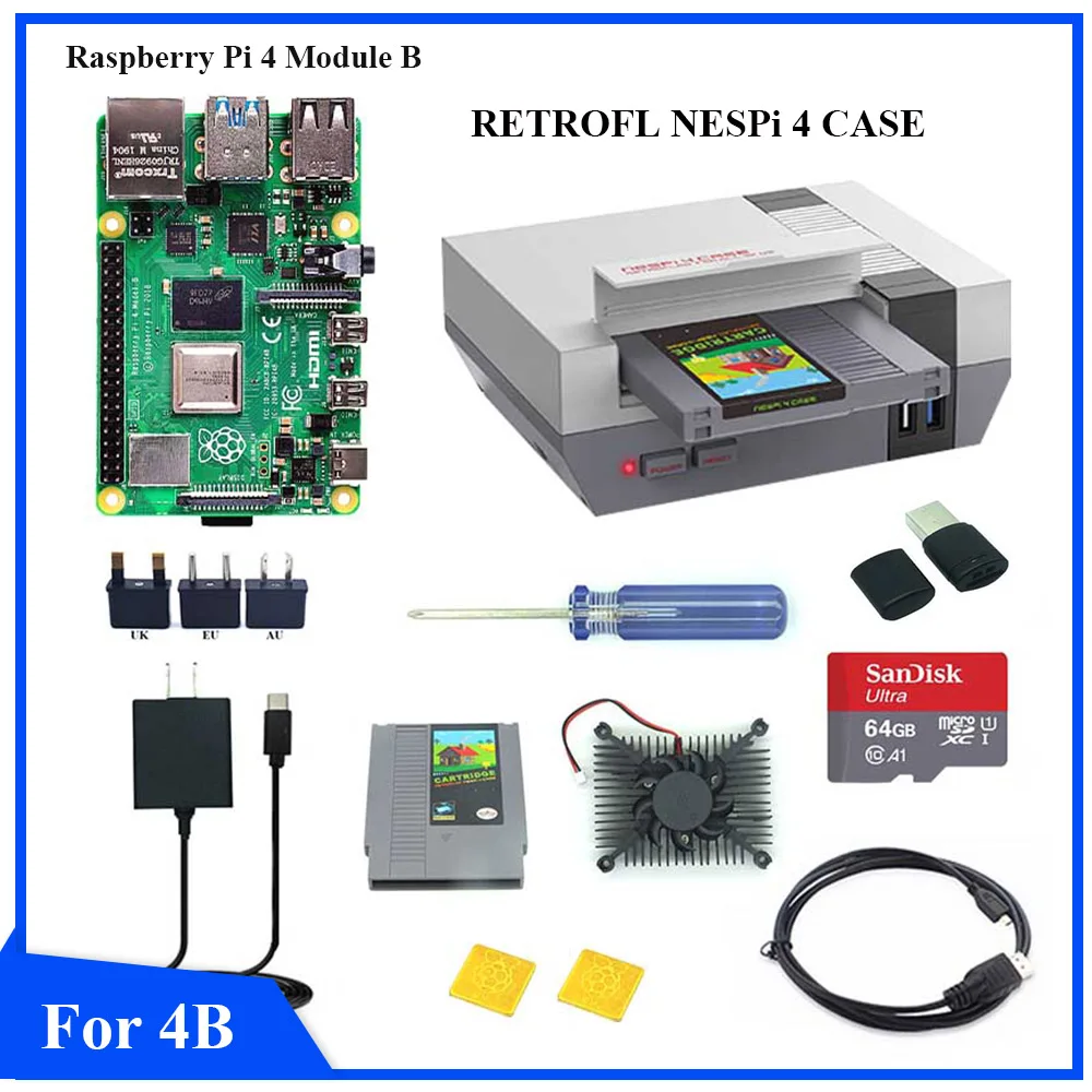 Чехол Retroflag для Raspberry Pi 4 чехол NESPi SSD охлаждающий вентилятор адаптер и радиаторы