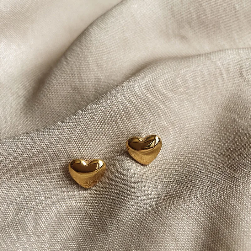 

18K Gold Heart-shaped Drop Stud Earrings Real AU750 Simple Fashion All-match Earrings Gifts for Women Bride Fine Jewelry Gifts