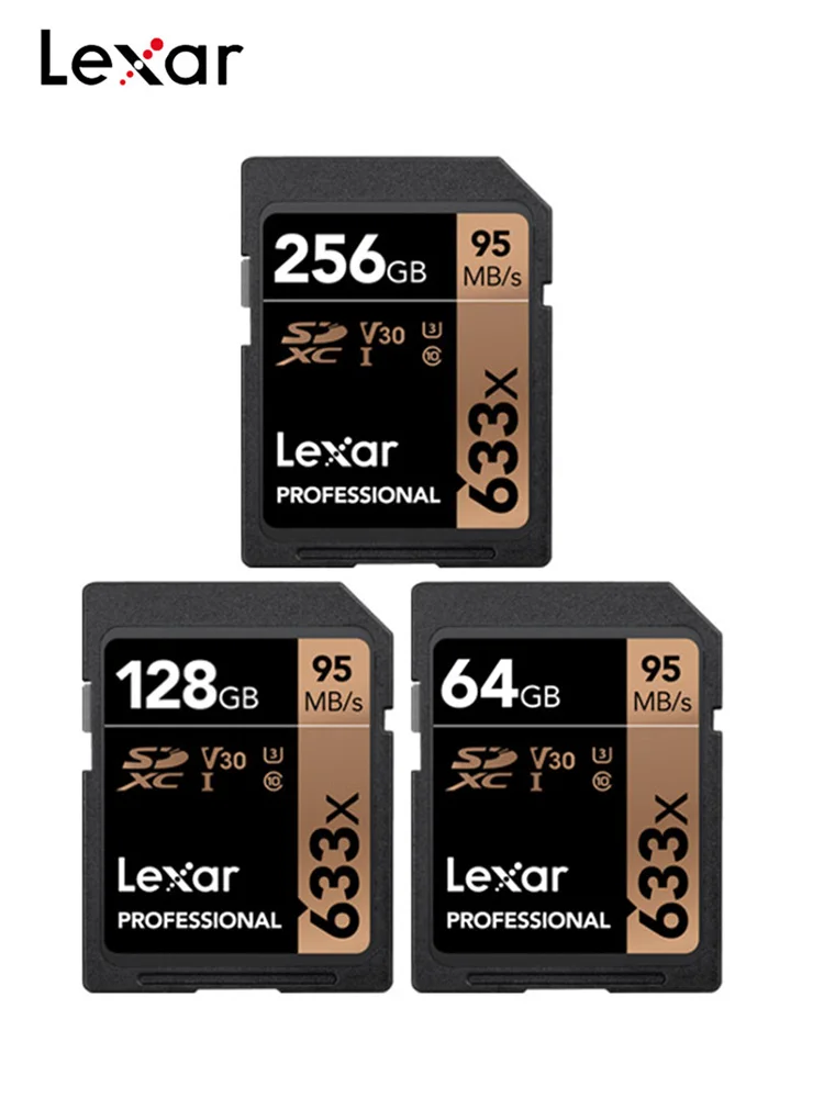 Карта памяти Lexar SD Card 32 Гб 64 128 ГБ 256 633x C10 SDXC флеш-накопитель для камеры | Компьютеры