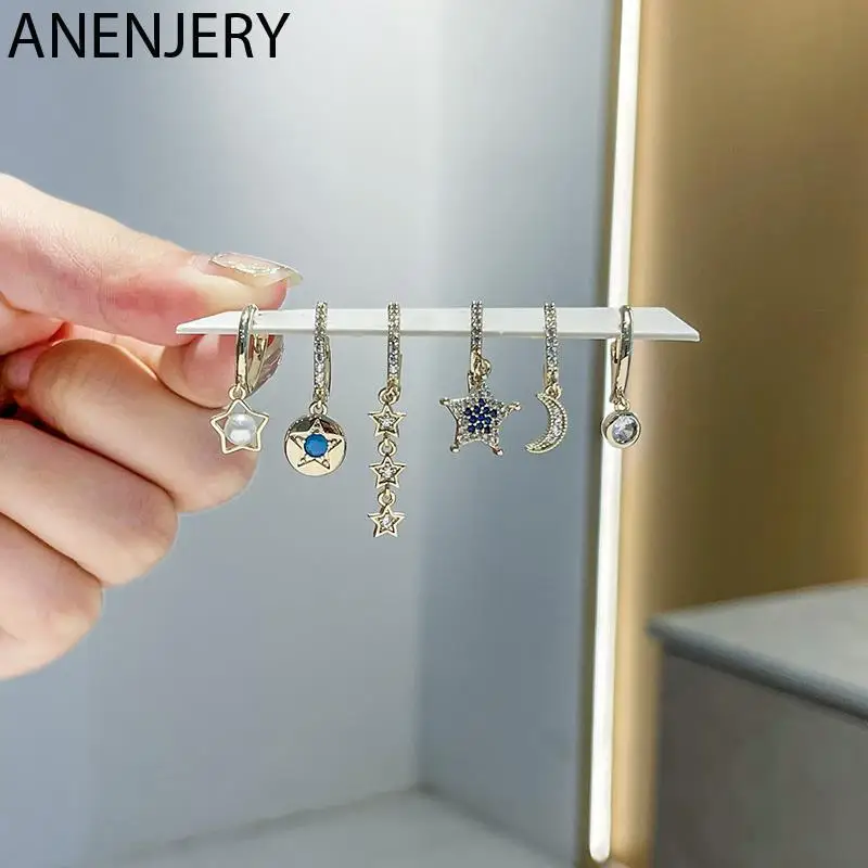 

Подвеска GOLDRIA 6 шт./компл. из серебра 925 пробы с цирконом, звезда, кисточка, луна, подвеска, кольцо, светлый роскошный жемчуг, ювелирные изделия