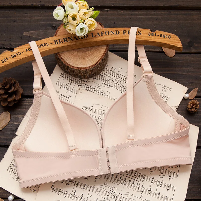 Thin seamless plain solid color underwear small chest gathered no steel ring Bra Black and white bra | Женская одежда