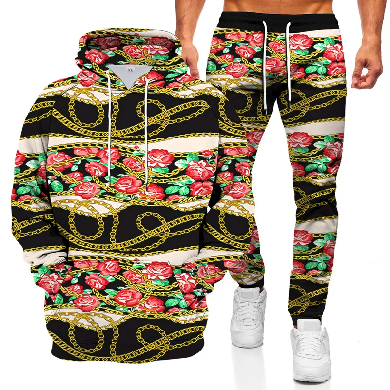 

2021 New men's Fashion Hooded Pullover Sweater + Pants 2-piece Suit men's Hooded Sweater Casual Jacket With Hood