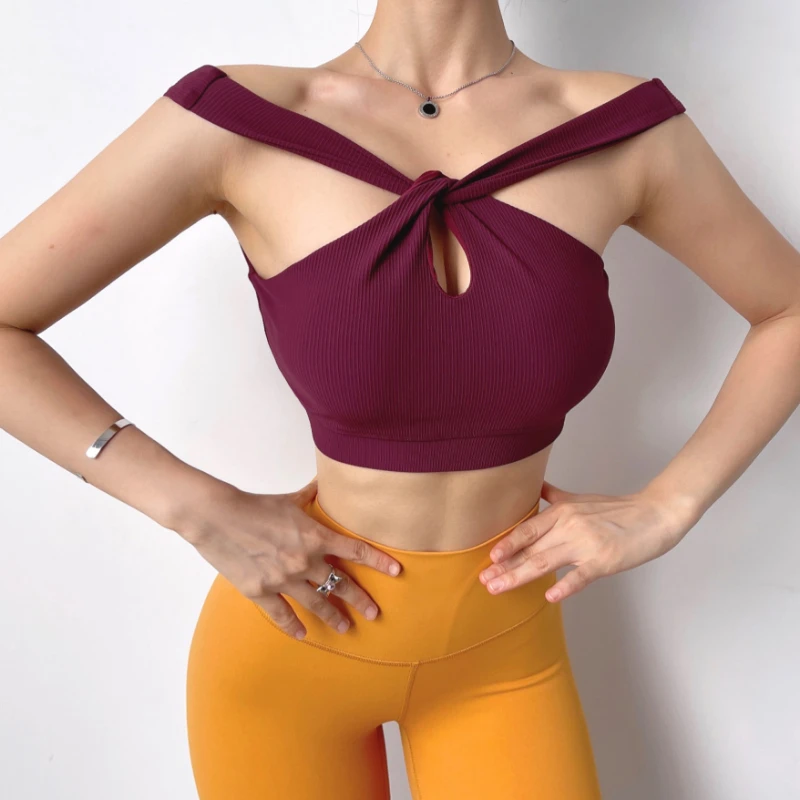 

Женский сексуальный спортивный бюстгальтер с вырезами, с перекрестными лямками, ударопрочный, соблазнительный, красивый бюстгальтер для й...