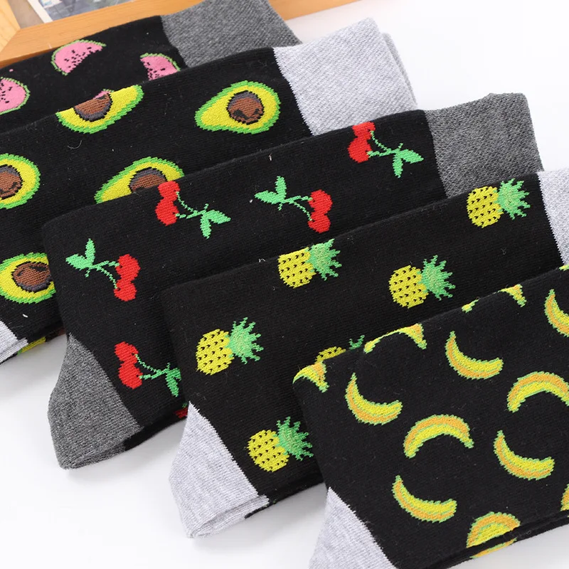 Зимние новые мужские толстые носки с фруктами для мужчин счастливые забавные