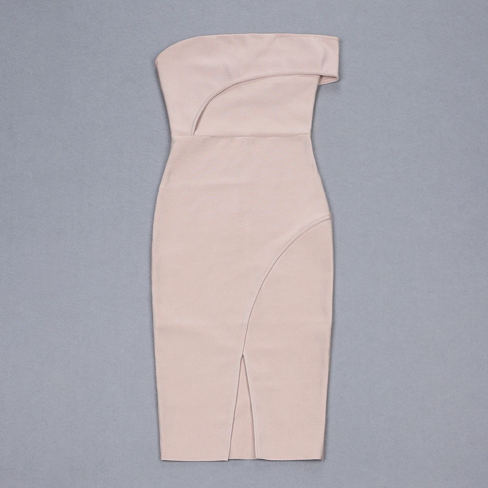 BEAUKEY Quality Slash Neck Bodycon HL Bandage Dress Party Split Sexy Women Off Shoulder Club Khaki Black Red Vestido | Женская одежда