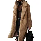 Зимнее пальто HOTWomen 60%, плотный плюшевый однотонный теплый кардиган с лацканами и длинными рукавами, пальто средней длины, модное приталенное Женское шерстяное пальто