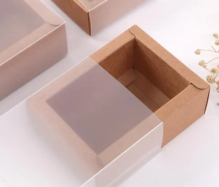 10 шт. коробка из крафт-бумаги с прозрачным окошком ПВХ | Дом и сад