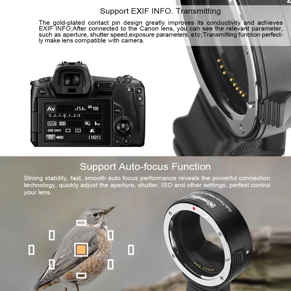 Commlite CM-EF-EOS R Lens Mount Adapter Ring Electronic Auto Focus with IS Function Aperture Control for Canon EF/EF-S | Электроника