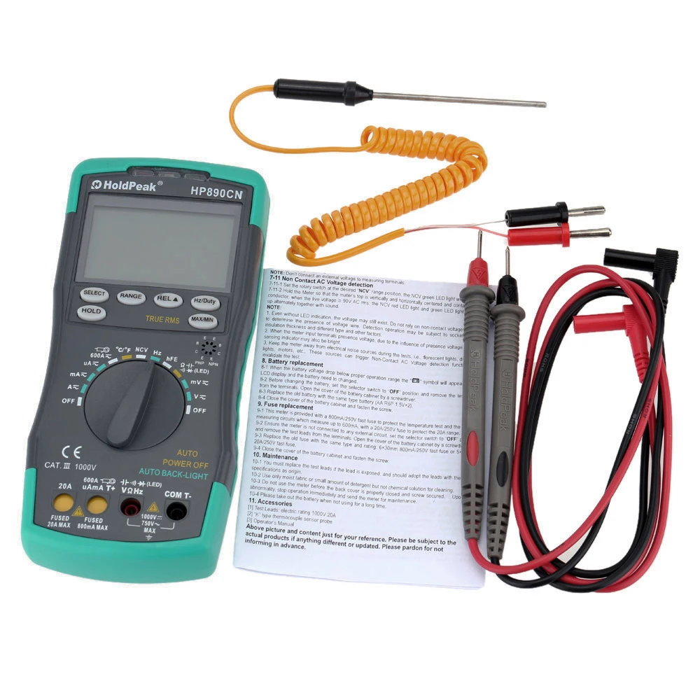 Standard HoldPeak HP-890CN цифровой мультиметр DMM с NCV детектором постоянного тока переменного тока измеритель тока сопротивление Capaticance тестер температуры - Цвет: Standard
