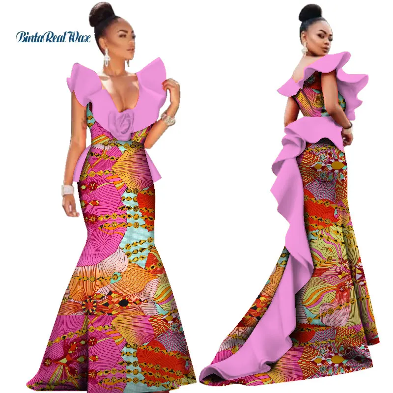 Платье женское длинное с оборками принтом в африканском стиле | Тематическая