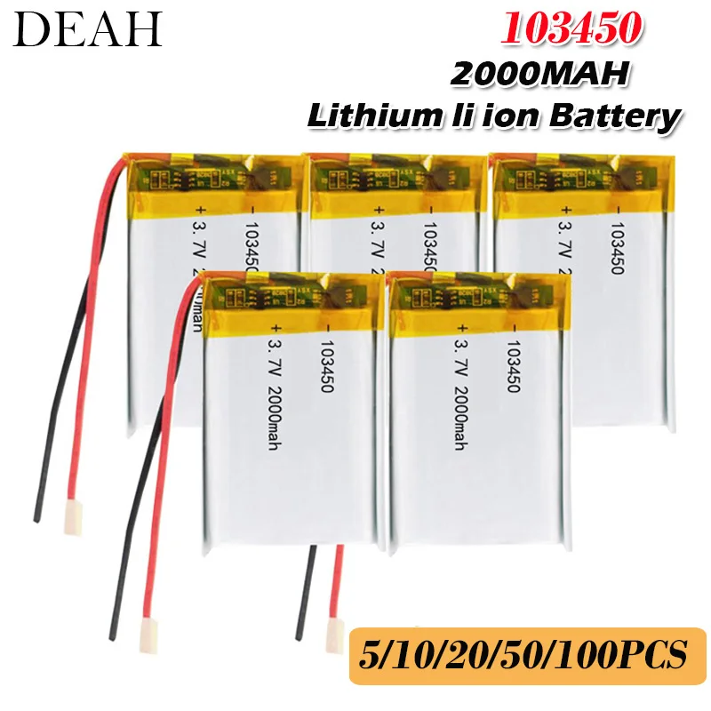 3,7 V 2000mAh 103450 Lipo литий-полимерная аккумуляторная батарея для gps-навигатора Bluetooth динамик гарнитура электронная книга камера