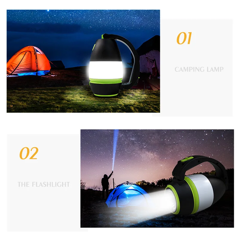 ZK20 Multifunction Camping Light Tent Lamp LED USB Rechargeable 3 in1 Flashlight Table Desk Lamp Power Bank Output 5