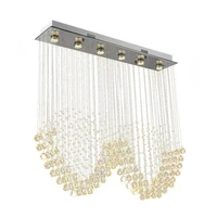 l100w20h100cm modern rectangular crystal chandelier lighting wave raindrop flush mount ceiling light fixture for dining room