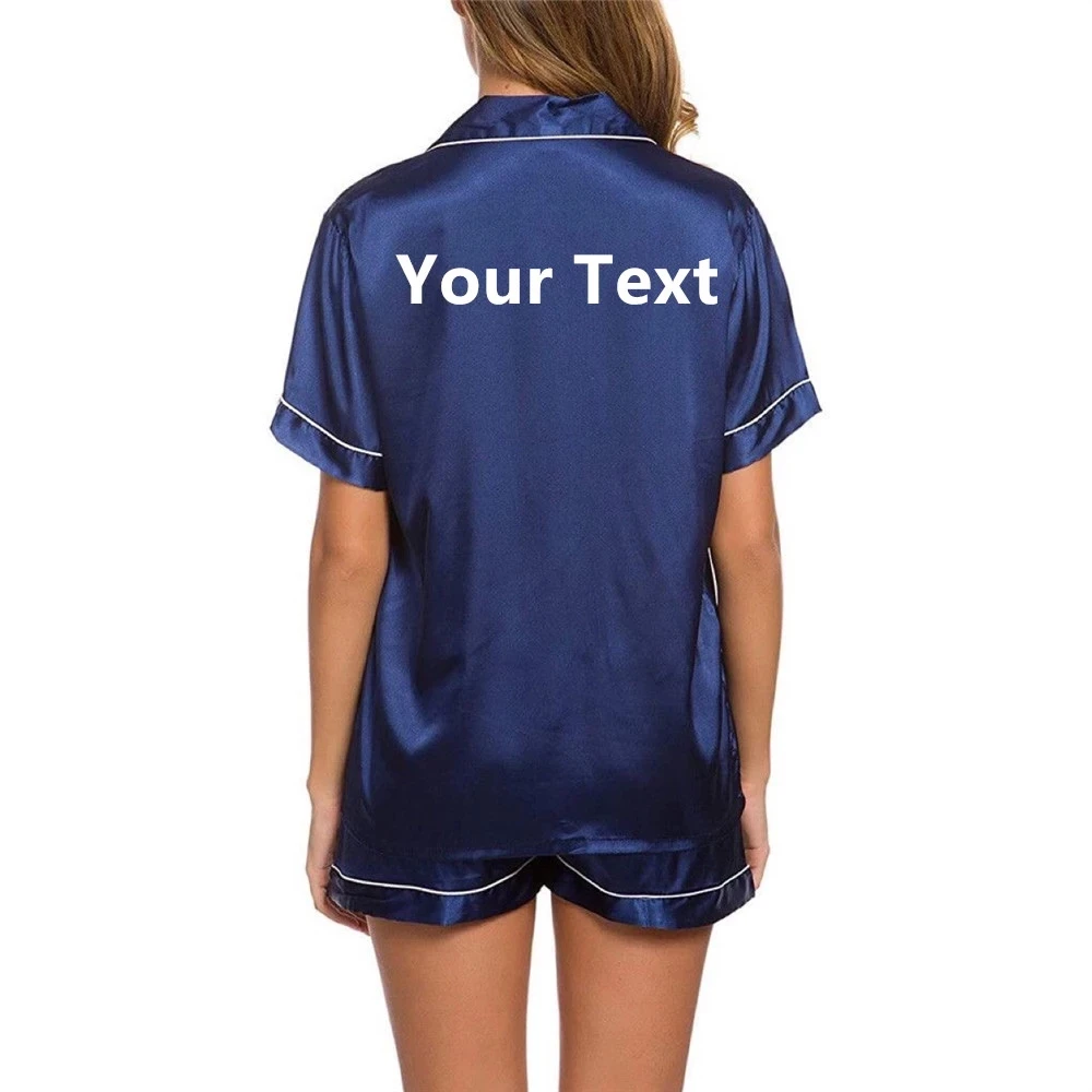 Personalized Short Sleeve Pajama Short + Shirt+Eye+Slippers Wedding Gifts Mask Set Bride Bridesmaid Masque Mariage Custom Name