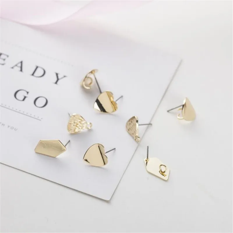 10 шт./лот золотые металлические серьги гвоздики аксессуары разъемы для сережек