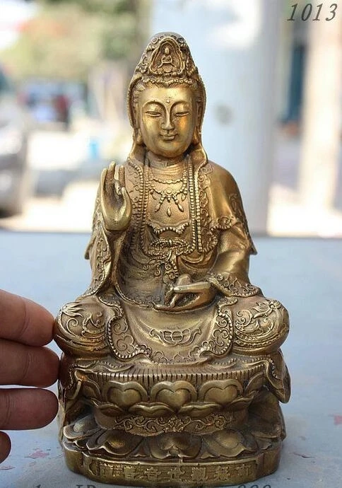 

Китайский буддийский медная латунь Namo Avalokitesvara GuanYin Kwan-yin статуя Будды