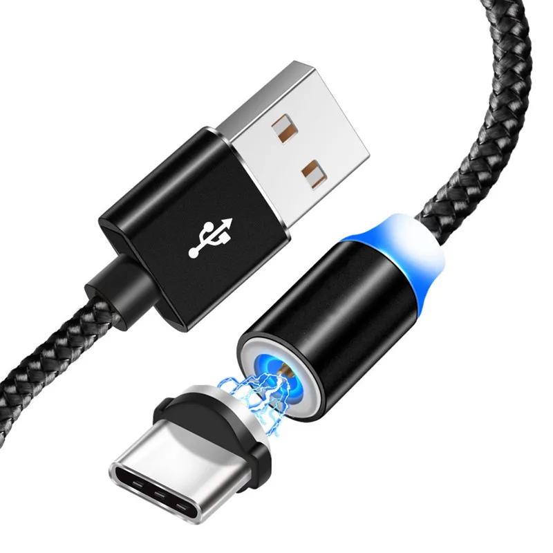 Only Black 1M Cable QC 3,0 USB быстрое зарядное устройство для телефона samsung A50 A20 A80 S8 S9 huawei P30 Lite P20 Honor 20 9X OnePlus 7 Pro Магнитный кабель type C - Тип штекера: Only Black 1M Cable