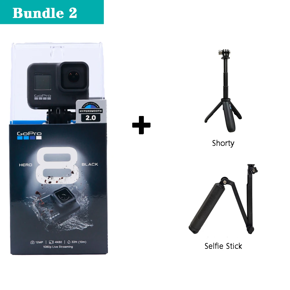 Bundle 2 GoPro HERO 8 черная экшн-камера Профессиональная водонепроницаемая Спортивная камера 4K видео Cam Live Streaming Deportiva - Цвет: Bundle 2