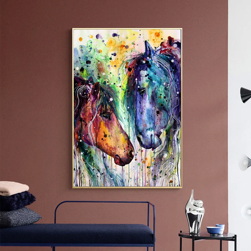 Современная живопись холст постеры с животными и принты лошадь настенные