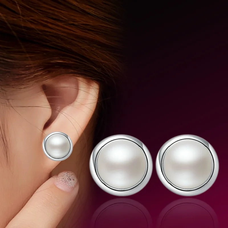 

925 Sterling Silver Jewelry Woman High Pearl Earrings Ladies Fashion New Round Of High-quality Ear Manufacturers, Wholesale