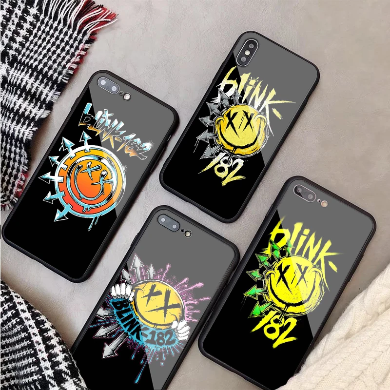 Pro панк рок группы Мигать 182 чехол для телефона из закаленного стекла iPhone 6 6plus 7 plus 8