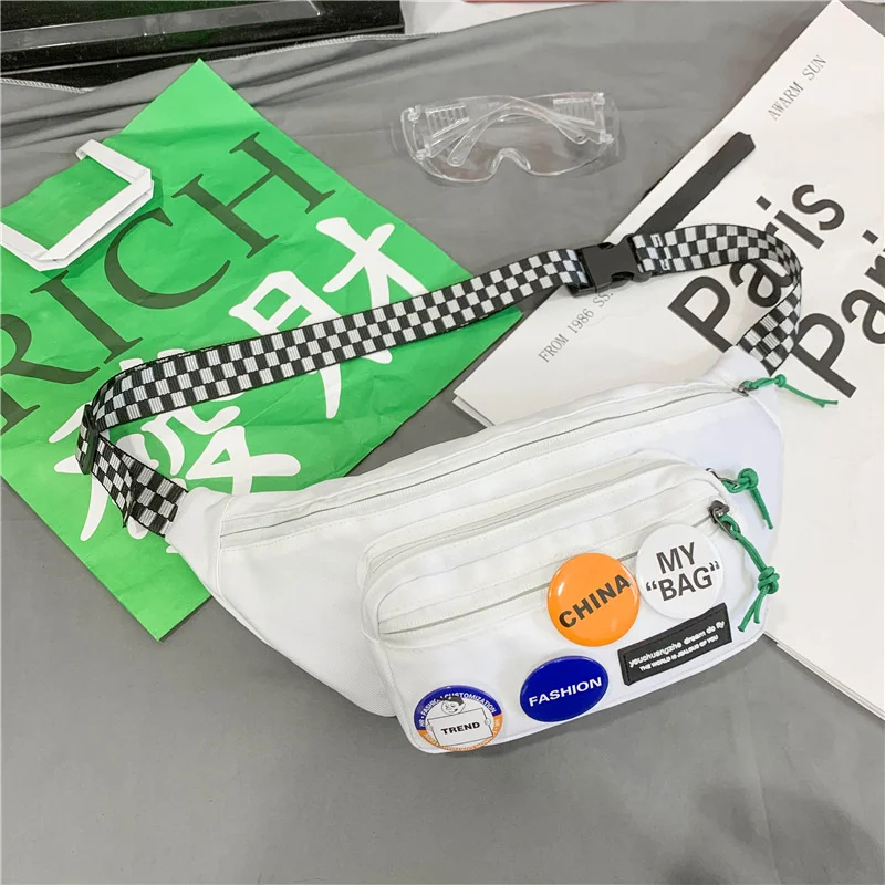 

South Korea inshara sushio personality badge lattice shoulder strap male and female lovers student messenger bag tooling bag