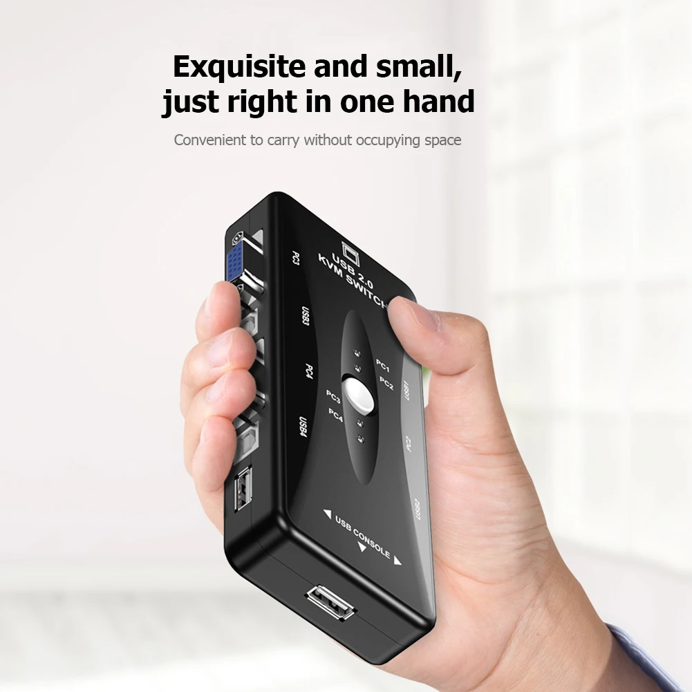 

KVM Switch Excellent Craftsmanship Well Durability 4 Ports 4 in 1 Out VGA Splitter Box for Keyboard Mouse Monitor