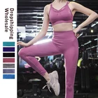 Бесшовный комплект для спортзала, женские спортивные костюмы из 2 предметов, одежда для фитнеса, спортивная одежда, женские леггинсы для спортзала, мягкий спортивный бюстгальтер пуш-ап на бретелях