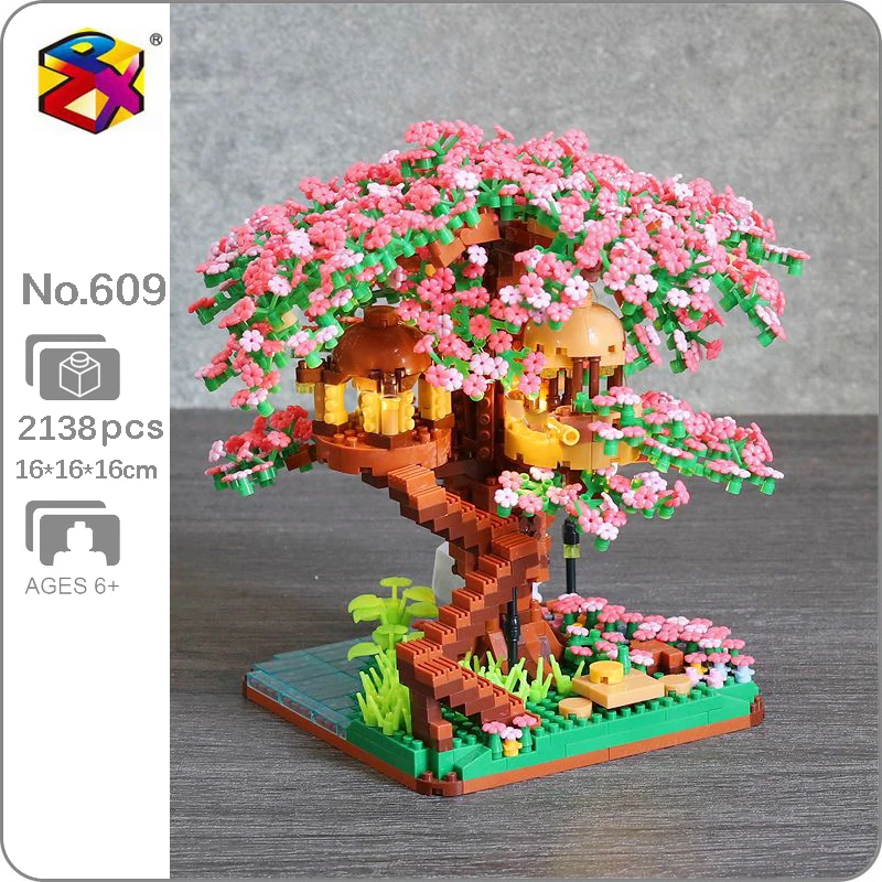 

City Architecture Sakura Tree House Forest Garden Flower Pool DIY Mini Diamond Blocks Bricks Building Toy for Children Kid Gifts