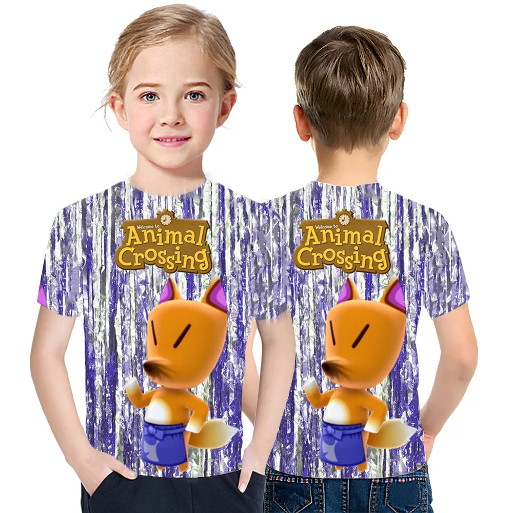 

Harajuku Japanese Anime Animal Crossing Game Animal Crossing T-Shirt Children's 2021 Summer Fashion Short Sleeve Casual Top