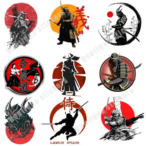 Японская наклейка Aikido, Самурай, воин, графическая броня, Самурай, ниндзя, Бушидо, Виниловая наклейка, подходит для автомобильного мотоциклет...