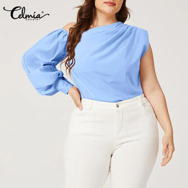 

Блузка Женская Осенняя однотонная с рукавами-фонариками и открытыми плечами