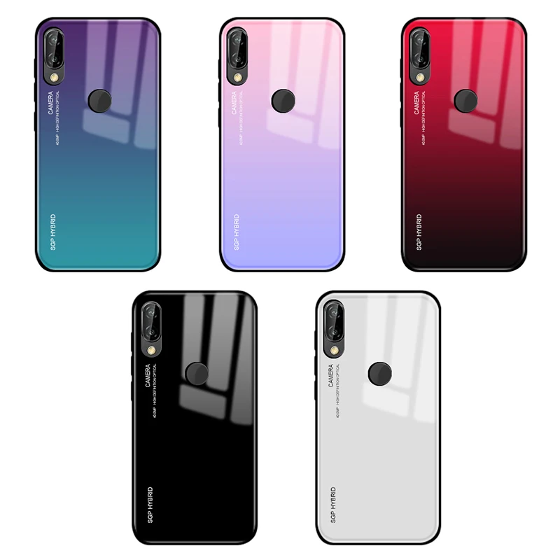 

Gradient Tempered Glass Phone Case For Huawei P30 P20 P10 P40 Mate 20 Pro lite Back Cover Protective Case Shell For P40lite