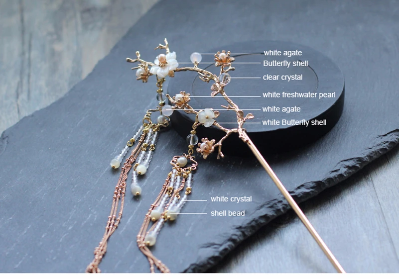 Резинка для волос с цветком лотоса палочки двойной Ленточки заколки свадебные