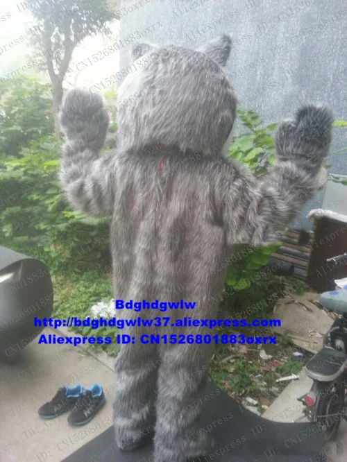 Длинный Меховой серый волк хаски собака меховой костюм талисман Взрослый