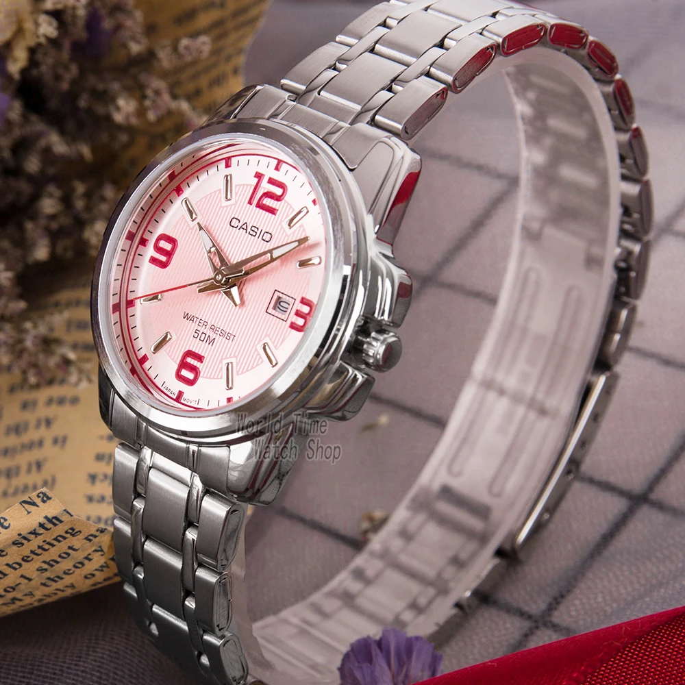 Casio часы женские часы лучший бренд класса люкс 50 м Водонепроницаемый Кварцевые часы женские Подарки Светящиеся Часы Спортивные часы Розовая поверхность Классические дугообразные женские часы reloj mujer relogio