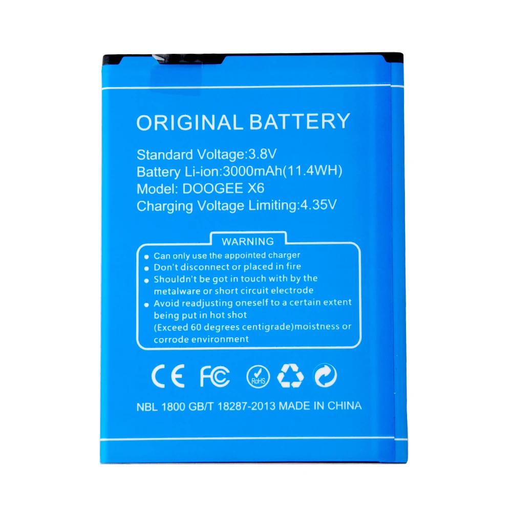 

100% Original Backup DOOGEE X6 Battery For 3000 mAh DOOGEE X6 Pro Smart Mobile Phone++Tracking Number