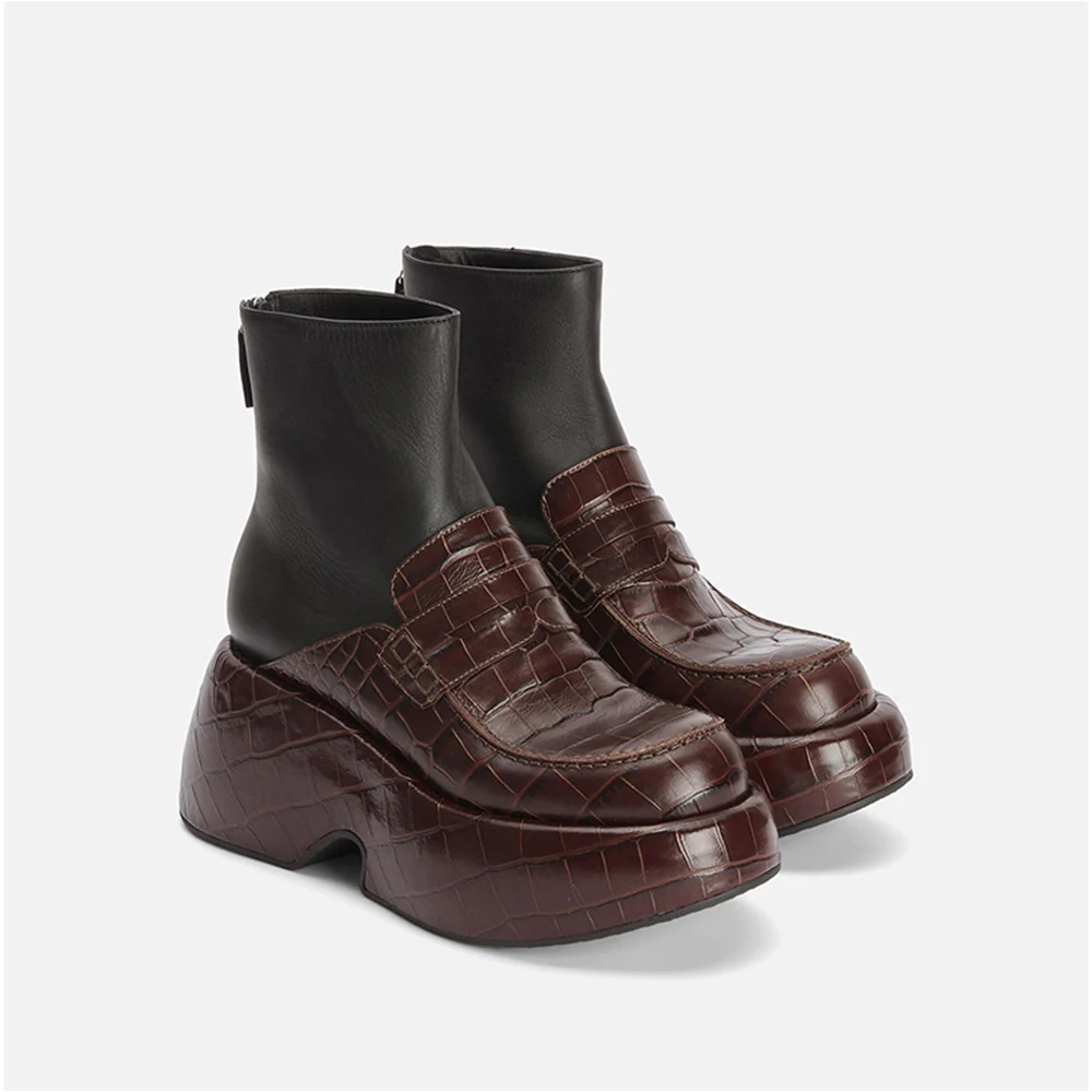 

Женские ботильоны из натуральной овечьей кожи, с круглым носком