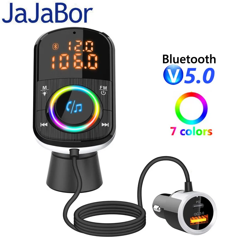 Комплект громкой связи JaJaBor Bluetooth 5 0 FM-трансмиттер MP3 плеер Quick Charge 3 USB зарядное