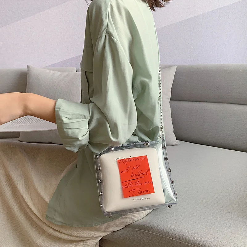 JIULIN brand female 2019 new Korean girls fresh transparent jelly bagWestern style popular chain messenger bag | Багаж и сумки