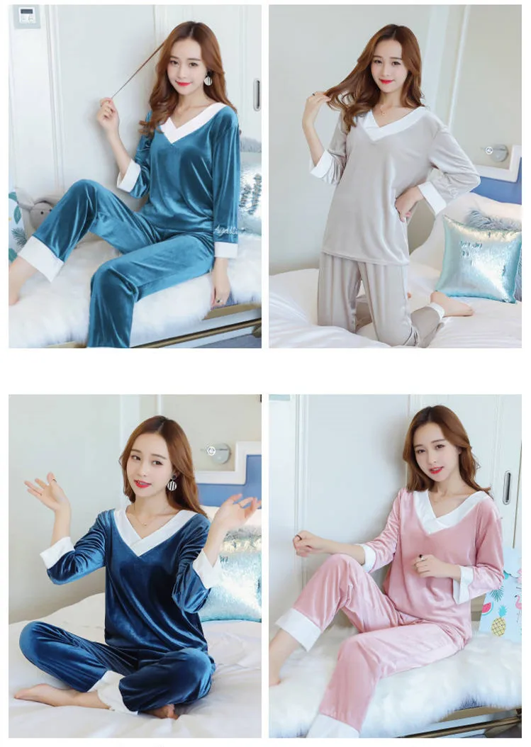 

Winter Warm Pajamas Set For Women Sleep Set Velvet Homewear Warm Pijama Women Pyjama Set Animal Female Sleepwear