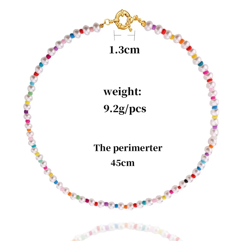 

Fashion Women Necklace Colorful Rice Bead Necklace Geometric Round Pearl Necklace Lady Clavicle Chain New Trend Female Jewelry