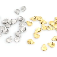 20pcs 8x6mm gold stainless steel amulet ocean shell charms pendant for diy jewelry making handmade accessories wholesale zu2