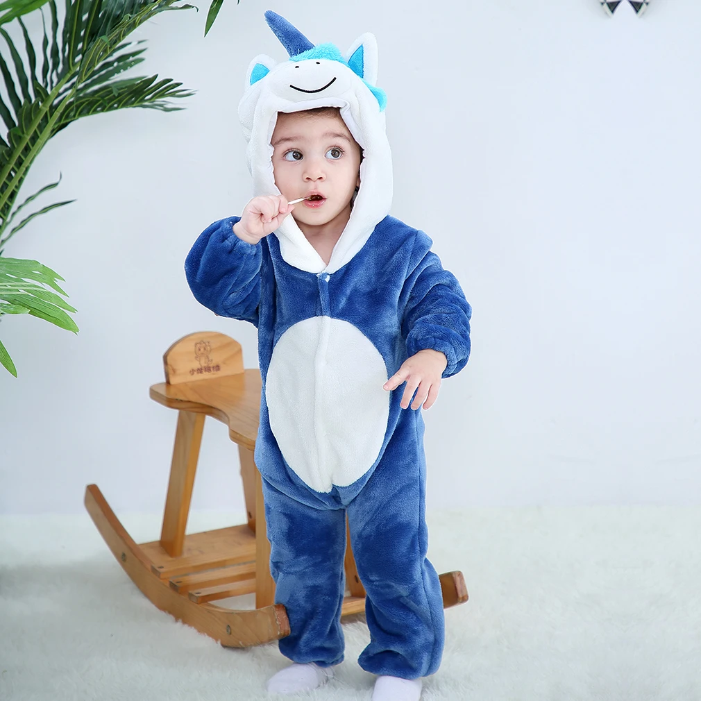 Blue unicorn Детские пижамы; одежда для сна с героями мультфильмов; комбинезоны для девочек; детская одежда для сна; Детский комбинезон с изображением панды для мальчиков - Цвет: Blue unicorn