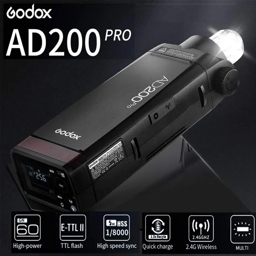 Godox AD200 Pro AD200Pro 200Ws ttl 1/8000 HSS 2 4G Вспышка стробоскоп открытый светильник вспышки для